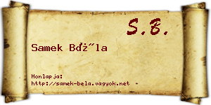 Samek Béla névjegykártya